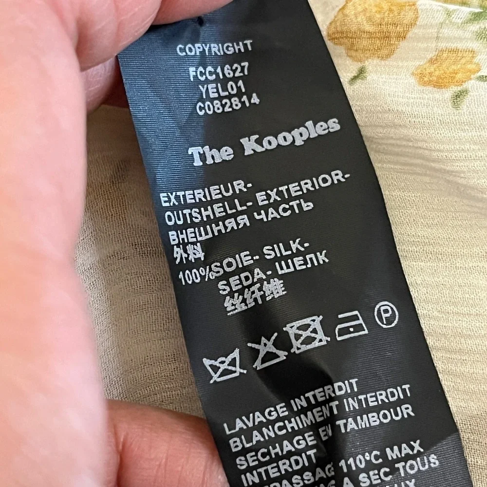 The Kooples Popcorn Floral-Print Sheer Silk Shirt Ruffle Button Down FR 1/US S - Picture 9 of 13